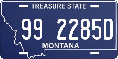 MT license plate 992285D