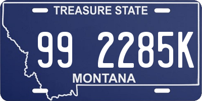 MT license plate 992285K