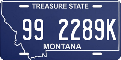 MT license plate 992289K