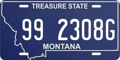 MT license plate 992308G