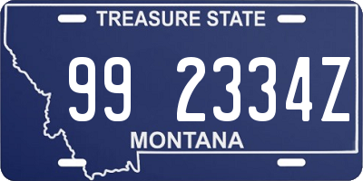 MT license plate 992334Z