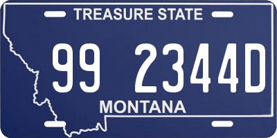 MT license plate 992344D