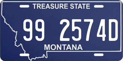 MT license plate 992574D