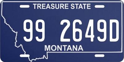 MT license plate 992649D