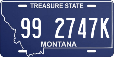 MT license plate 992747K