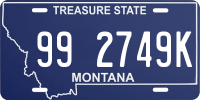 MT license plate 992749K