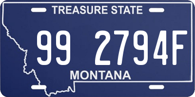 MT license plate 992794F