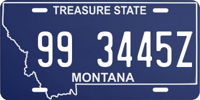 MT license plate 993445Z