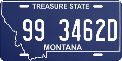 MT license plate 993462D