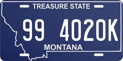 MT license plate 994020K