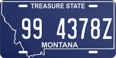 MT license plate 994378Z