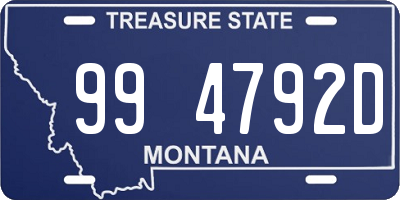 MT license plate 994792D