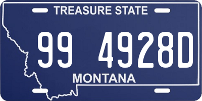 MT license plate 994928D