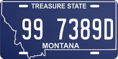 MT license plate 997389D