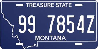 MT license plate 997854Z