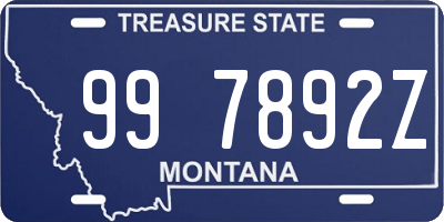 MT license plate 997892Z