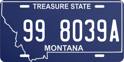 MT license plate 998039A