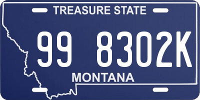 MT license plate 998302K