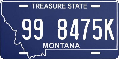 MT license plate 998475K