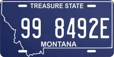 MT license plate 998492E