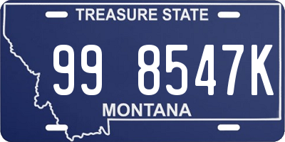 MT license plate 998547K