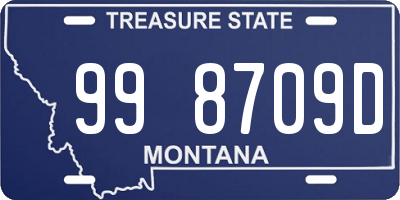 MT license plate 998709D