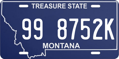 MT license plate 998752K