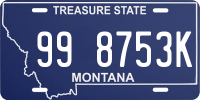 MT license plate 998753K