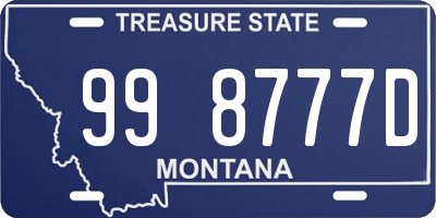 MT license plate 998777D