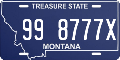 MT license plate 998777X