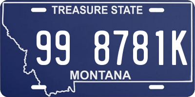 MT license plate 998781K