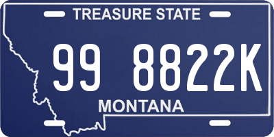 MT license plate 998822K