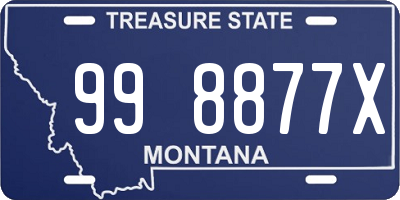 MT license plate 998877X