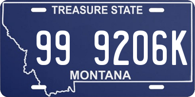 MT license plate 999206K