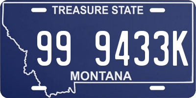 MT license plate 999433K