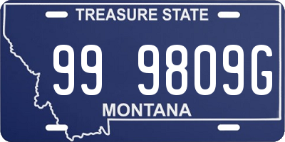 MT license plate 999809G