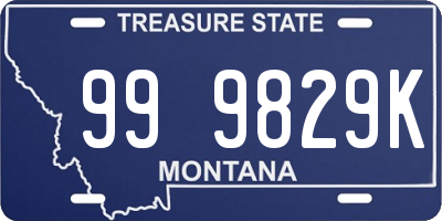 MT license plate 999829K