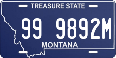 MT license plate 999892M