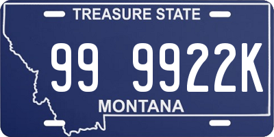 MT license plate 999922K