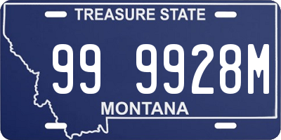 MT license plate 999928M