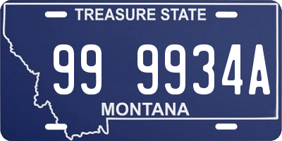 MT license plate 999934A