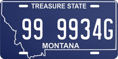 MT license plate 999934G