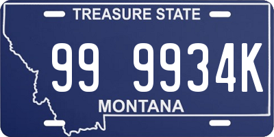 MT license plate 999934K