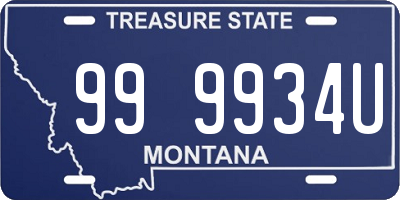 MT license plate 999934U