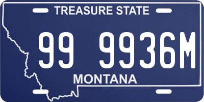 MT license plate 999936M