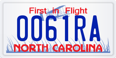 NC license plate 0061RA