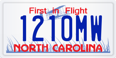 NC license plate 1210MW