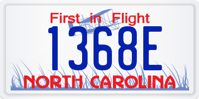 NC license plate 1368E