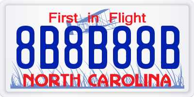 NC license plate 8B8B88B