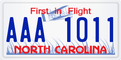 NC license plate AAA1011